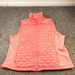LL Bean Vest Ripstop Quilted Thinsulate Insulated Full Zip Pink Womens XL